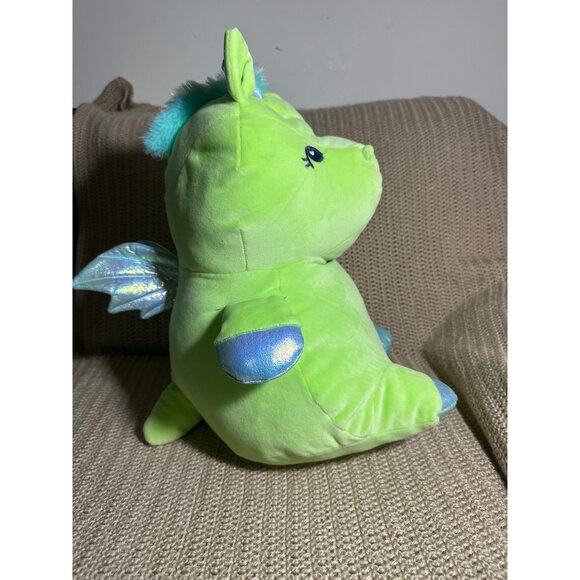 Green Dragon Plush Toy By Animal Adventure 2022 Soft Metallic Wings & Hooves - Picture 2 of 8
